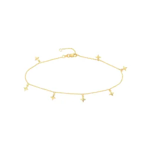 Fluted Star Dangle Adjustable Anklet