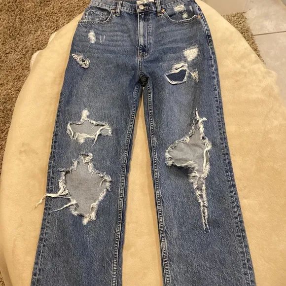 Free People CRVY Highly Distressed High Rise Women's Jeans Straight Leg Size 27
