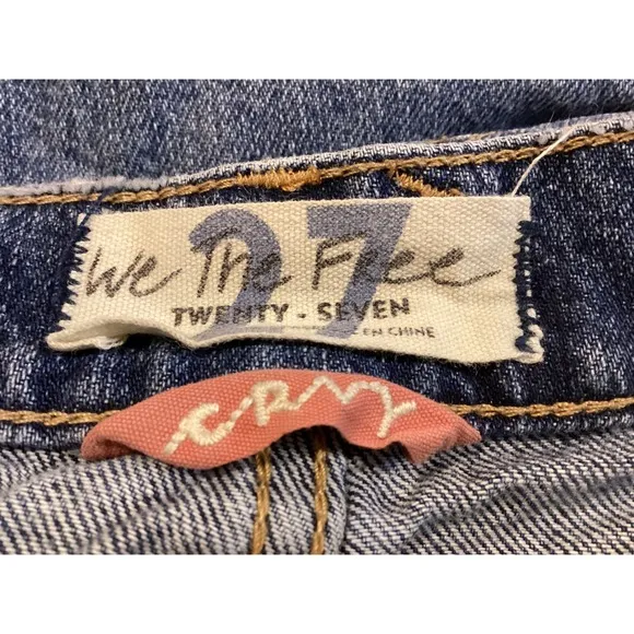 Free People CRVY Highly Distressed High Rise Women's Jeans Straight Leg Size 27