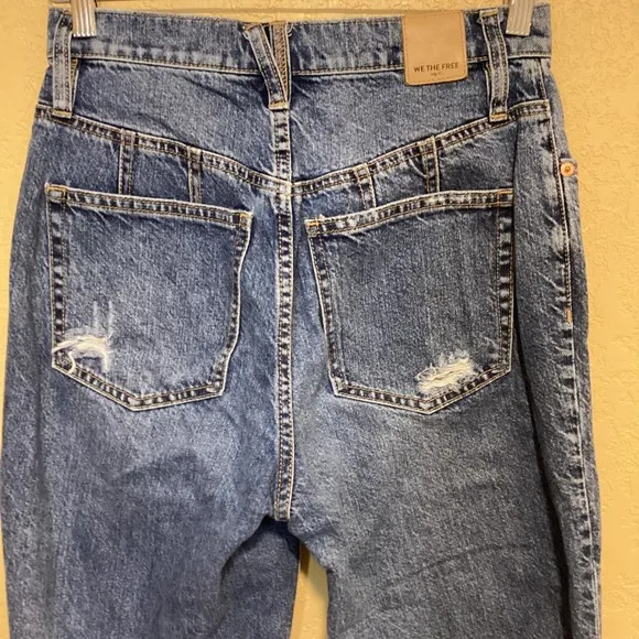 Free People CRVY Highly Distressed High Rise Women's Jeans Straight Leg Size 27