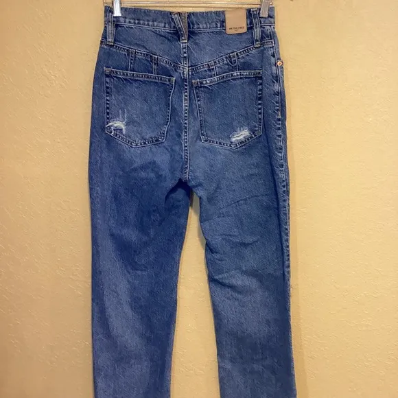 Free People CRVY Highly Distressed High Rise Women's Jeans Straight Leg Size 27
