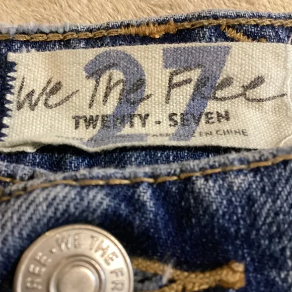 Free People CRVY Highly Distressed High Rise Women's Jeans Straight Leg Size 27