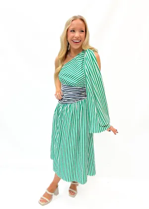 French Connection Alexis Cotton One Shoulder Dress - Green