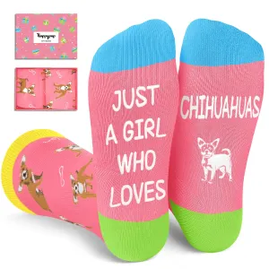 Funny Chihuahua Socks for Girls - Crazy Chihuahua Gifts Silly Fun Weird Gifts In Pink