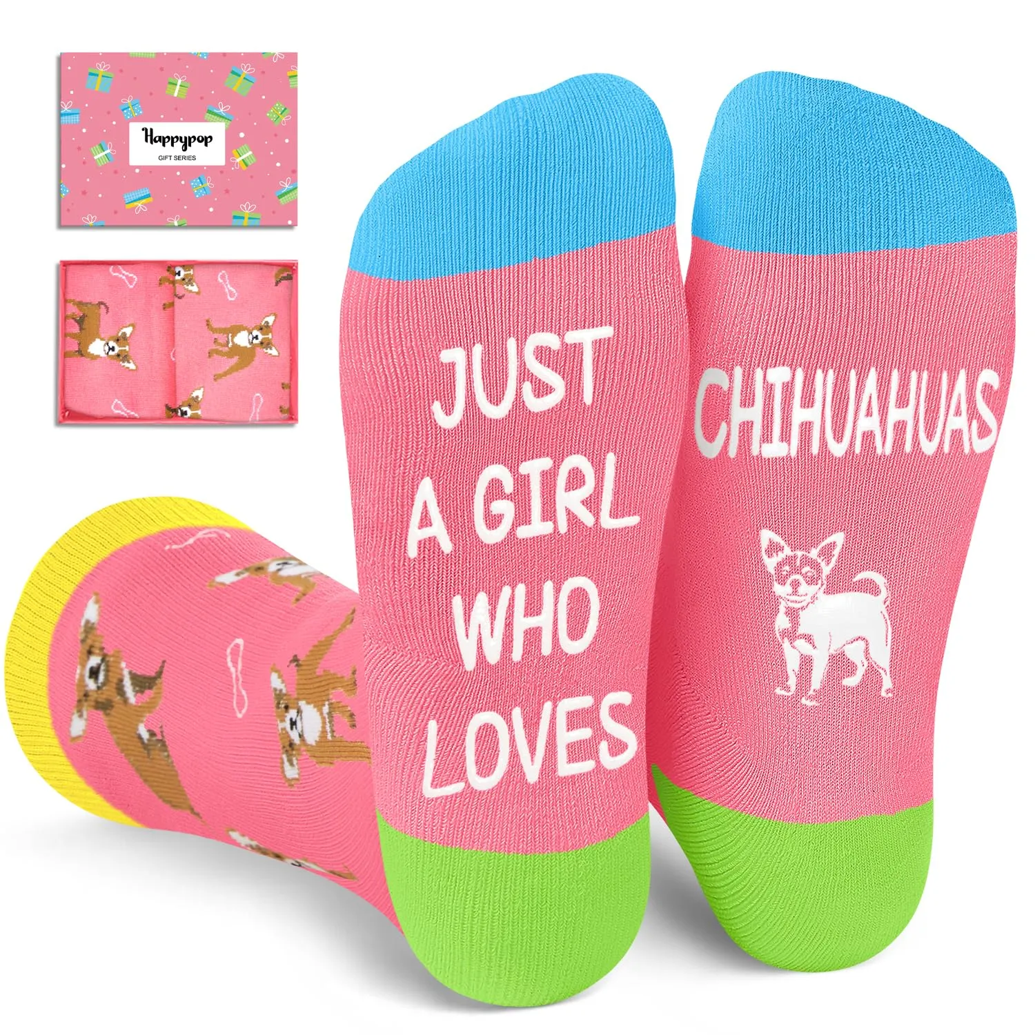 Funny Chihuahua Socks for Girls - Crazy Chihuahua Gifts Silly Fun Weird Gifts In Pink