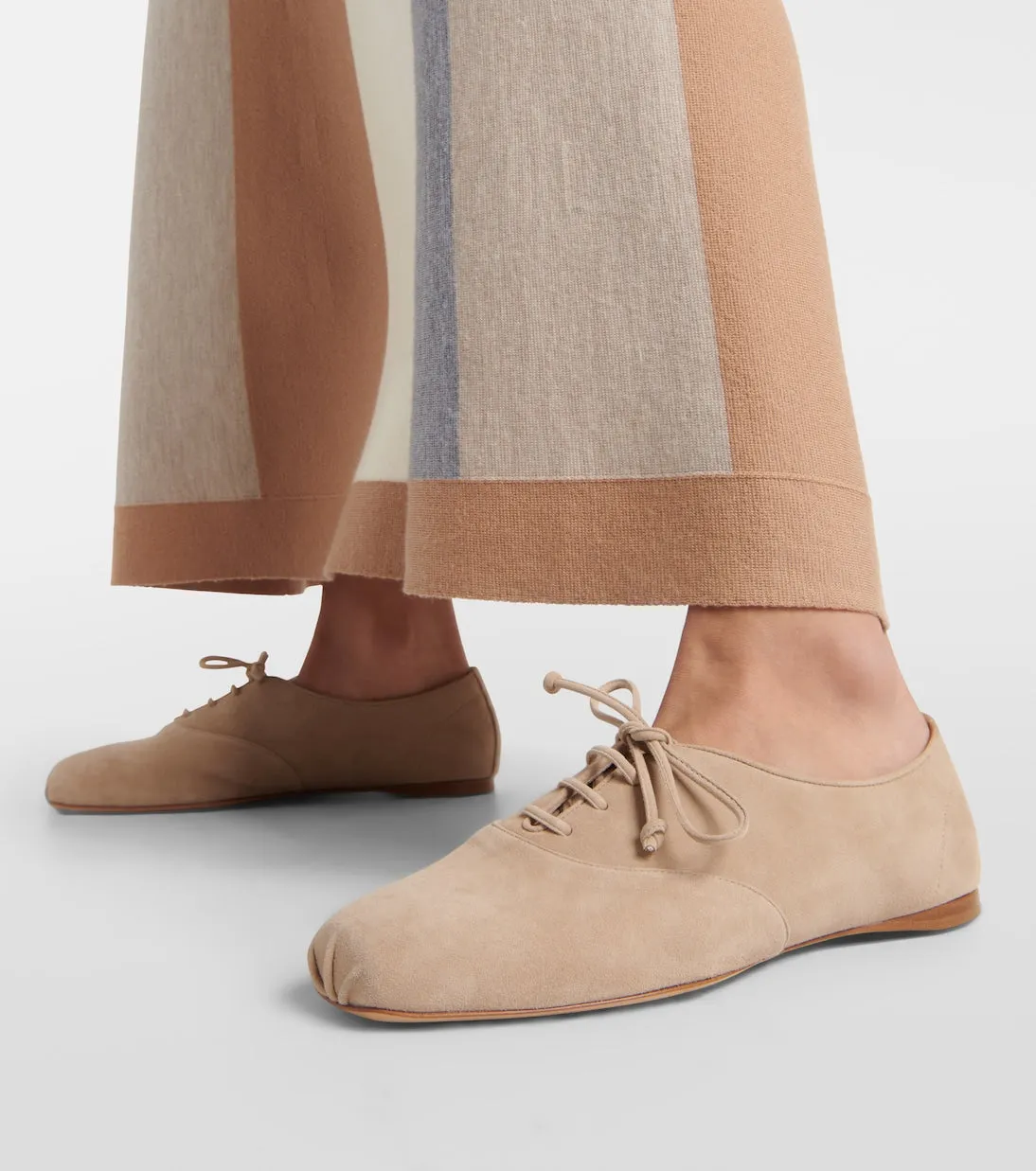 Gabriela Hearst leather maya lace-up ballet flats, beige