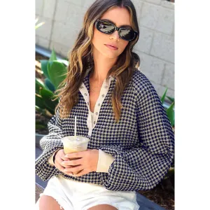 GALAXY OVERSIZED TWO TONE TEXTURED LONG SLEEVE TOP