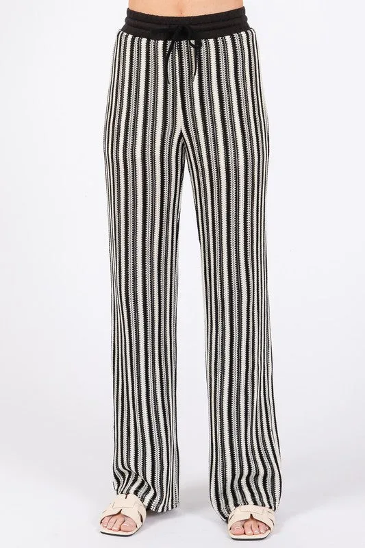 GeeGee See-Through Stripe Knit Pants