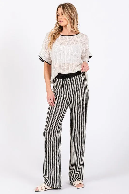 GeeGee See-Through Stripe Knit Pants