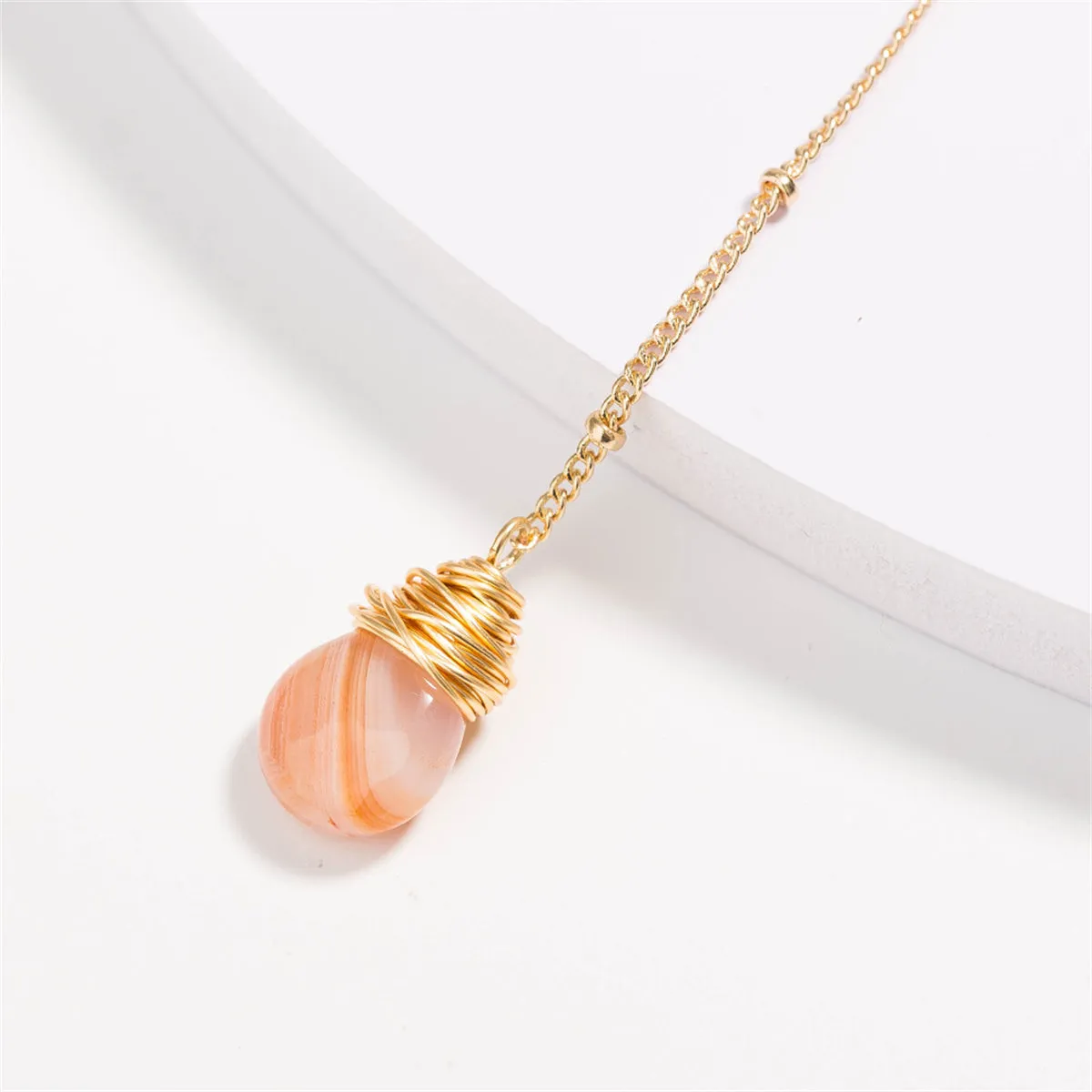 Gemstone & 18K Gold-Plated Layered Drop-Link Necklace