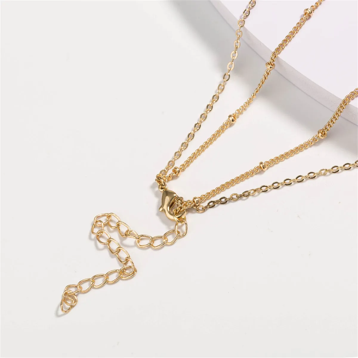 Gemstone & 18K Gold-Plated Layered Drop-Link Necklace