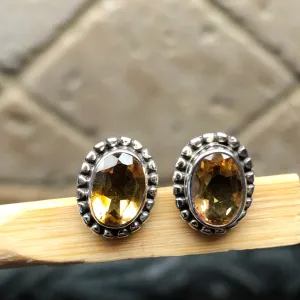 Genuine 2ct Golden Citrine 925 Solid Sterling Silver Earrings 10mm