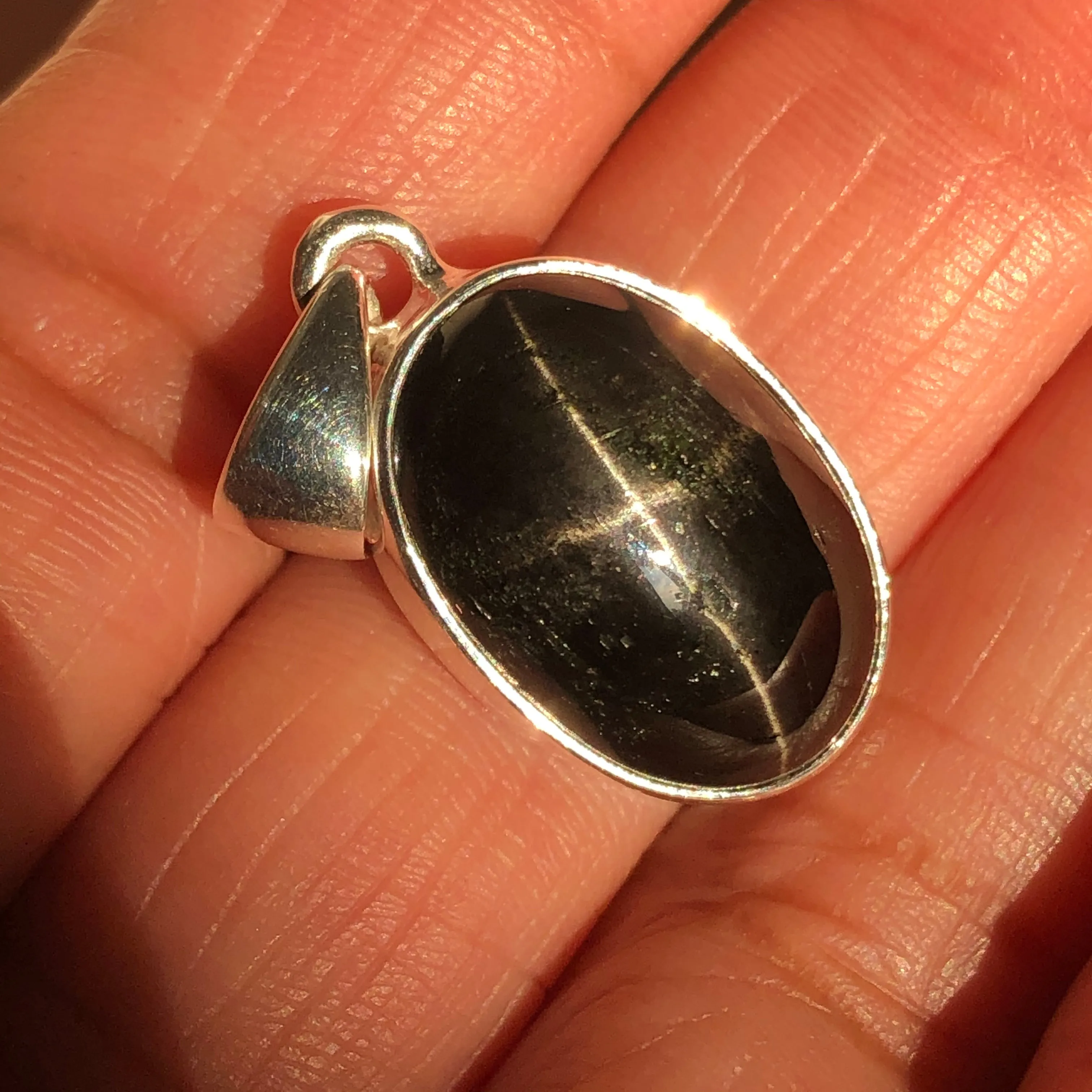 Genuine Black Star Diopside 925 Solid Sterling Silver Pendant 25mm