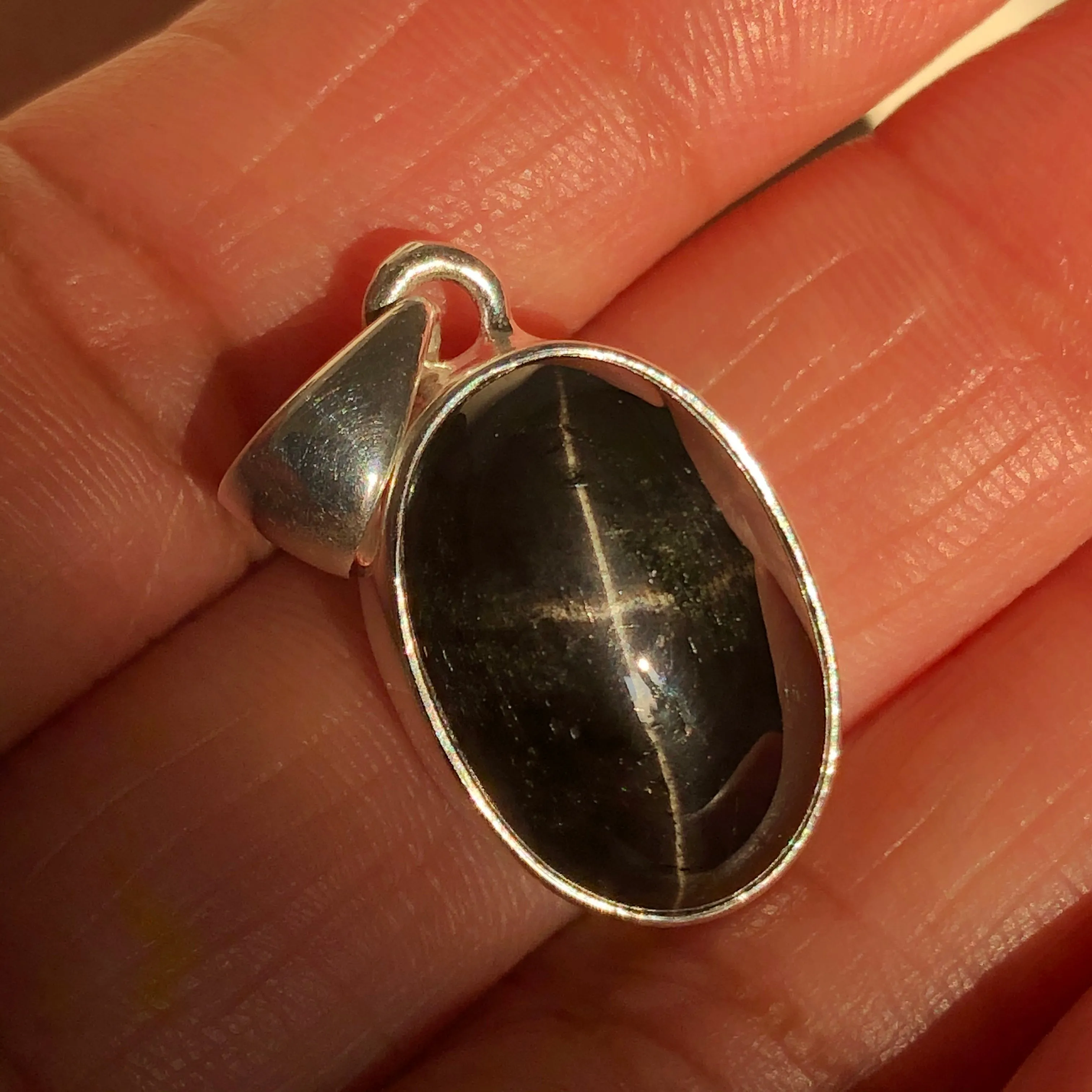 Genuine Black Star Diopside 925 Solid Sterling Silver Pendant 25mm