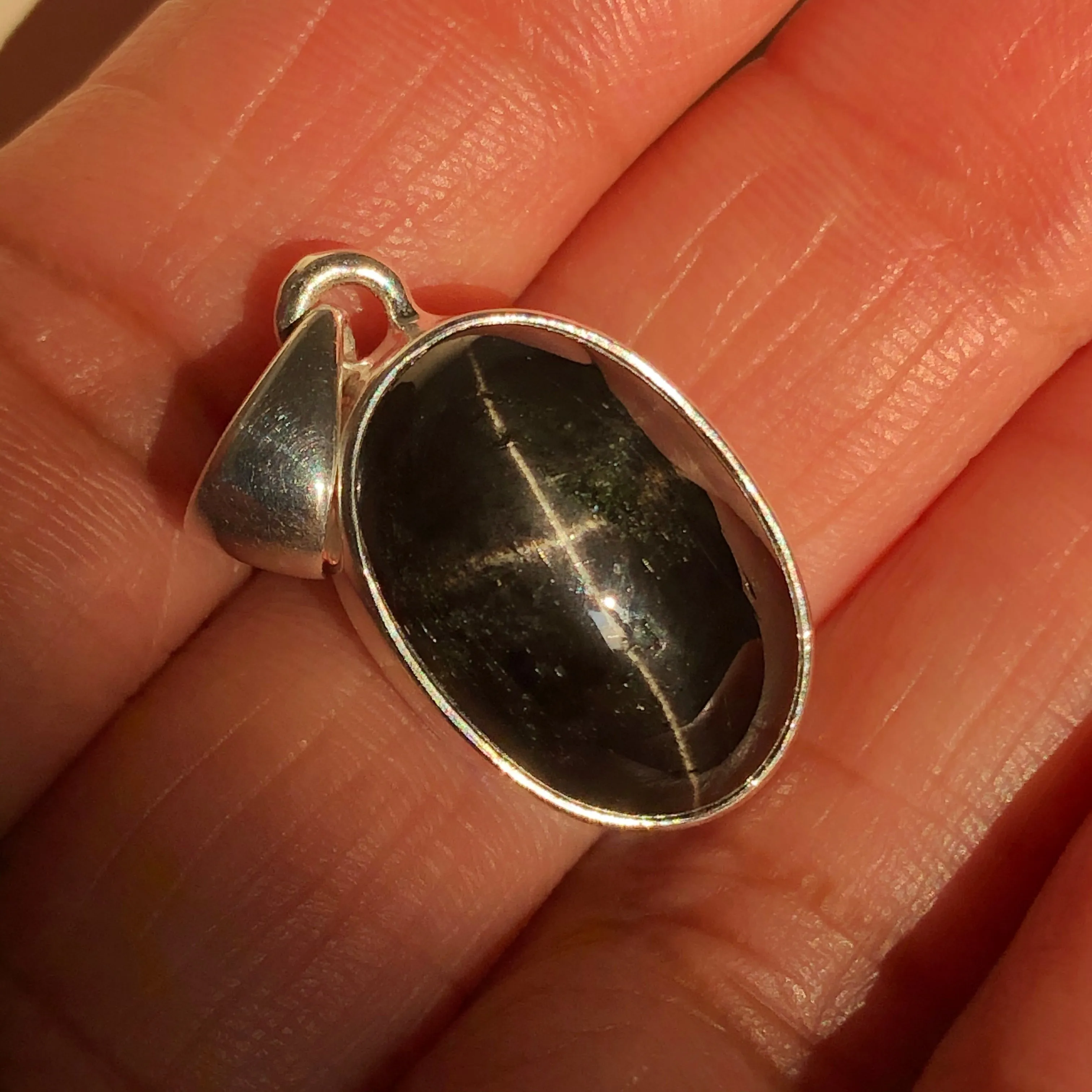 Genuine Black Star Diopside 925 Solid Sterling Silver Pendant 25mm
