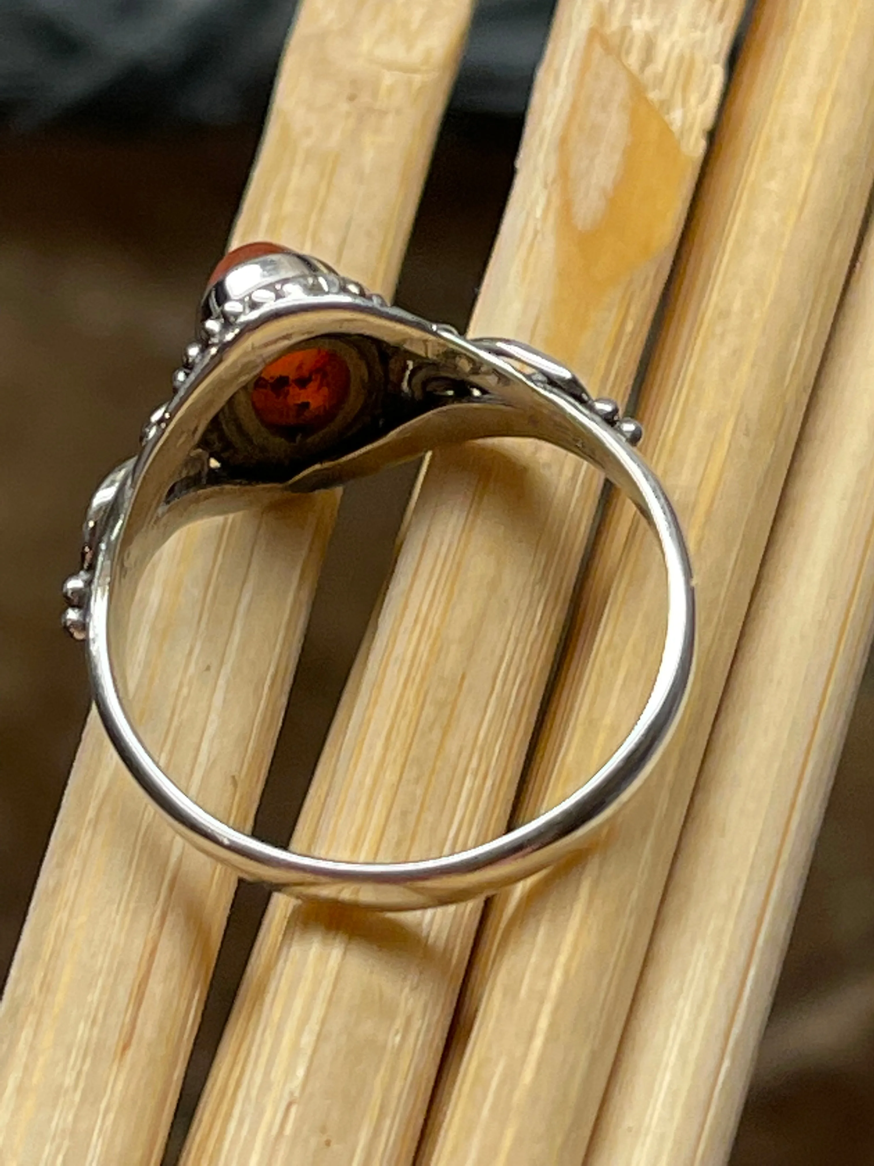 Genuine Carnelian 925 Solid Sterling Silver Engagement Ring Size 6.5, 7, 7.5, 8, 8.25, 9, 9.5