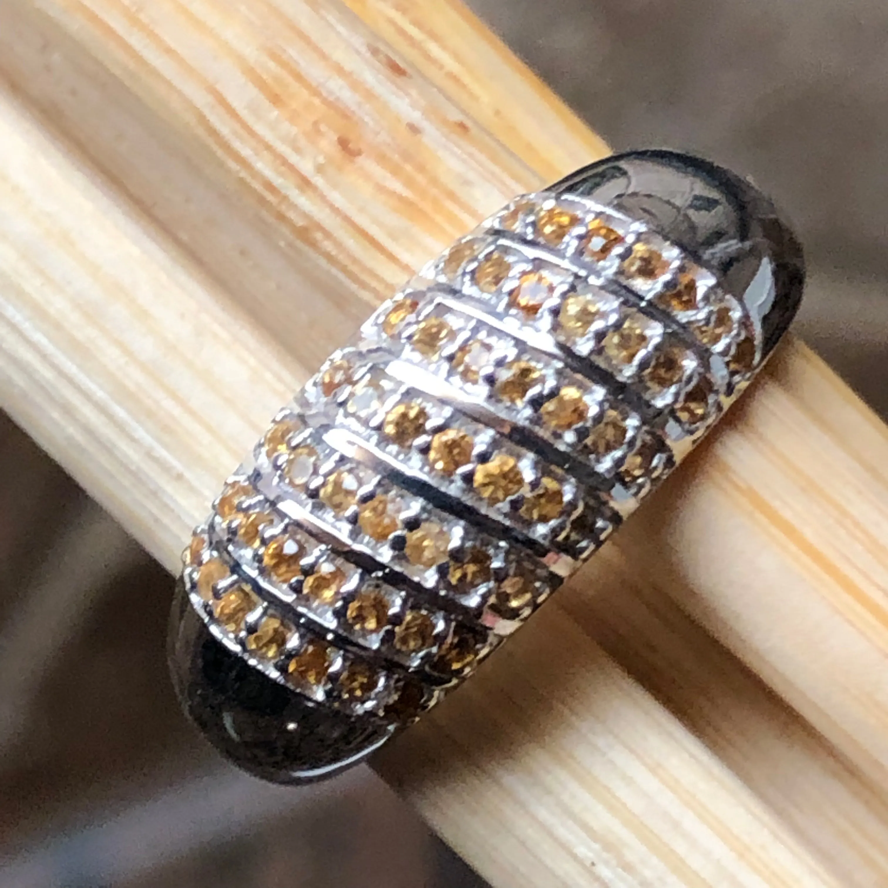 Genuine Golden Citrine 925 Solid Sterling Silver Ring Size 6, 7, 8, 9