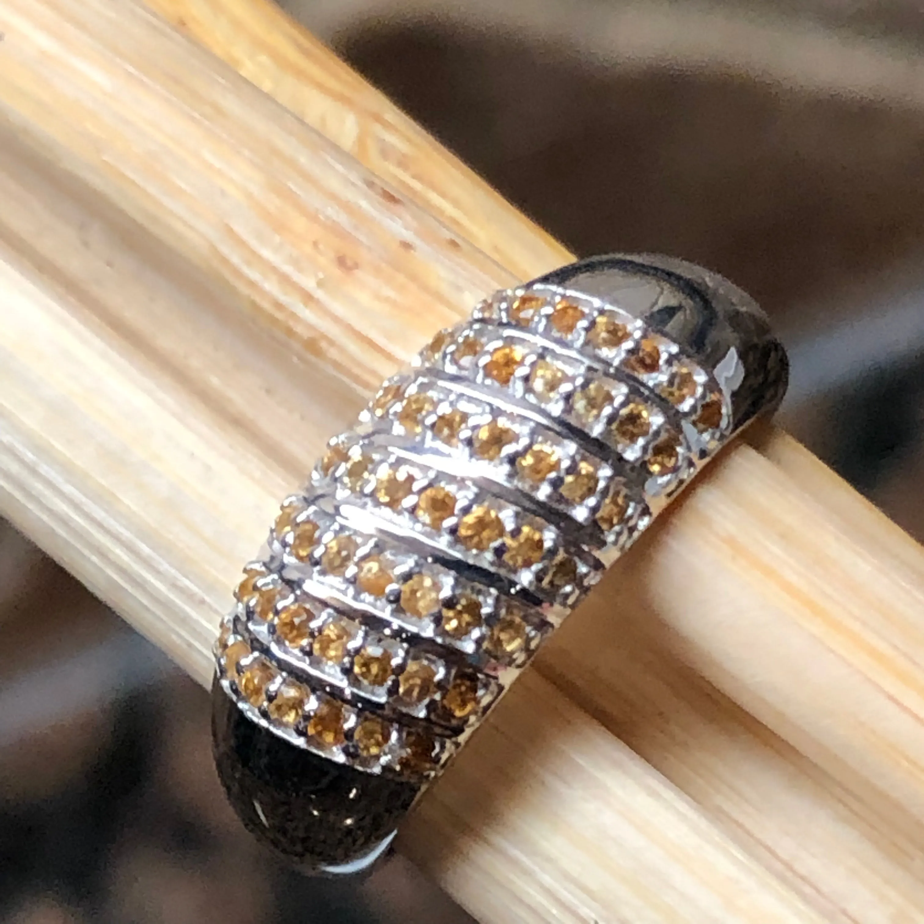 Genuine Golden Citrine 925 Solid Sterling Silver Ring Size 6, 7, 8, 9
