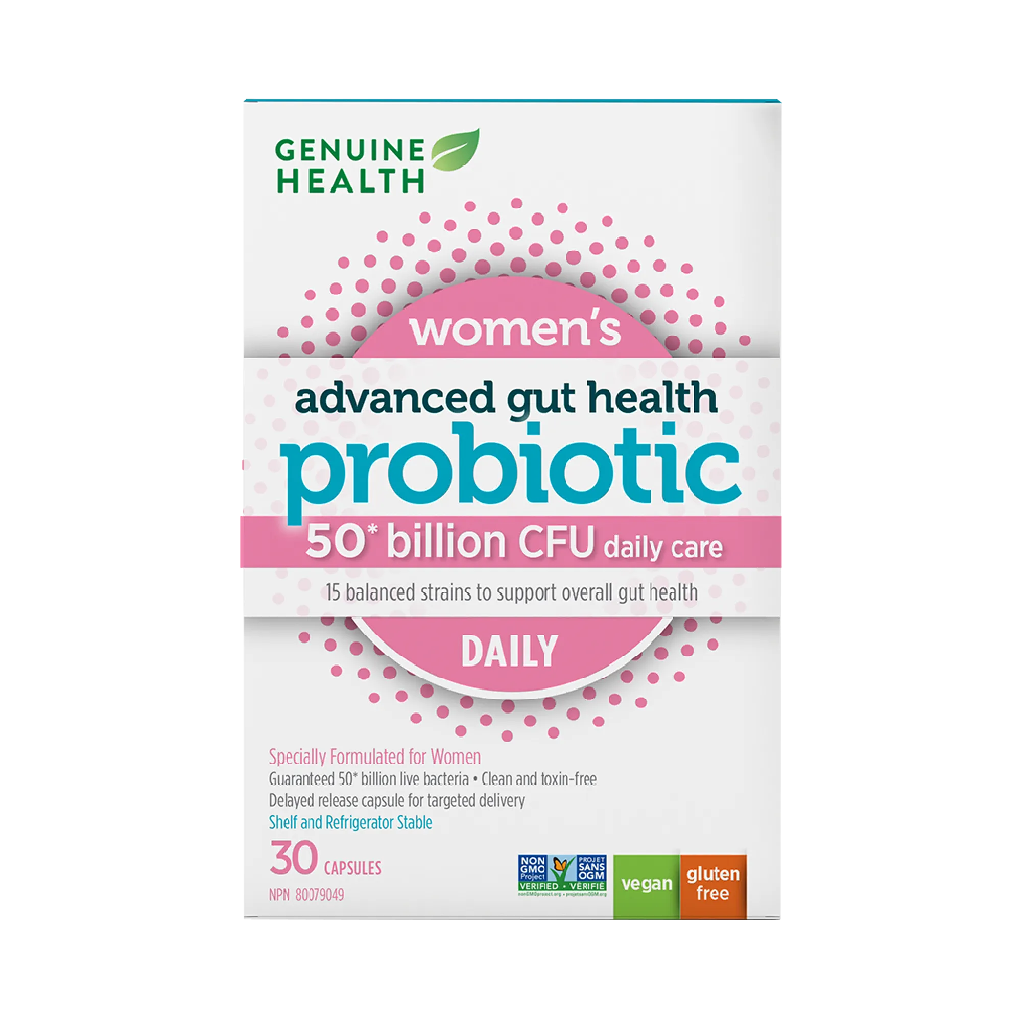 Genuine Health Adv. Gut Health Women's Daily Probiotics 50B 30 Vegan Capsules