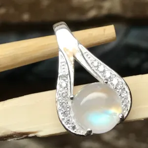 Genuine Rainbow Moonstone 925 Solid Sterling Silver Designer Pendant 20mm