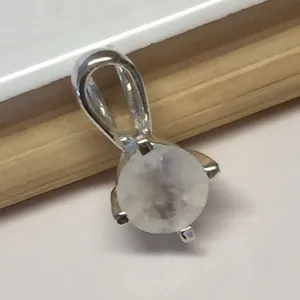 Genuine Rainbow Moonstone 925 Solid Sterling Silver Pendant 14mm