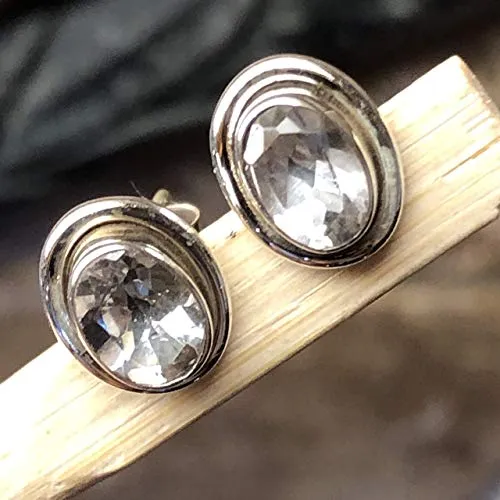 Genuine White Quartz 925 Solid Sterling Silver earrings 10mm