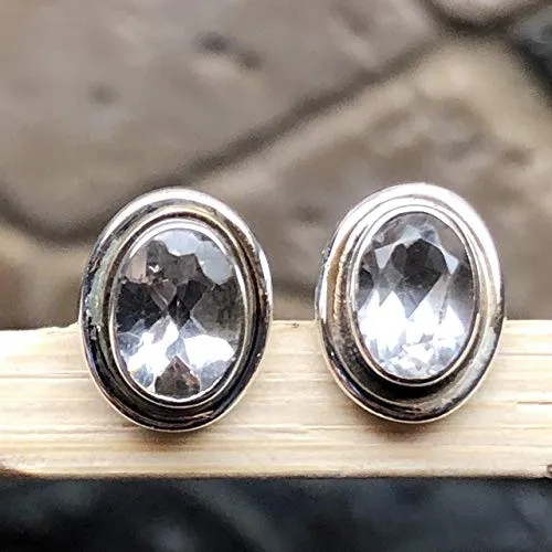 Genuine White Quartz 925 Solid Sterling Silver earrings 10mm
