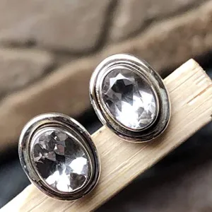 Genuine White Quartz 925 Solid Sterling Silver earrings 10mm
