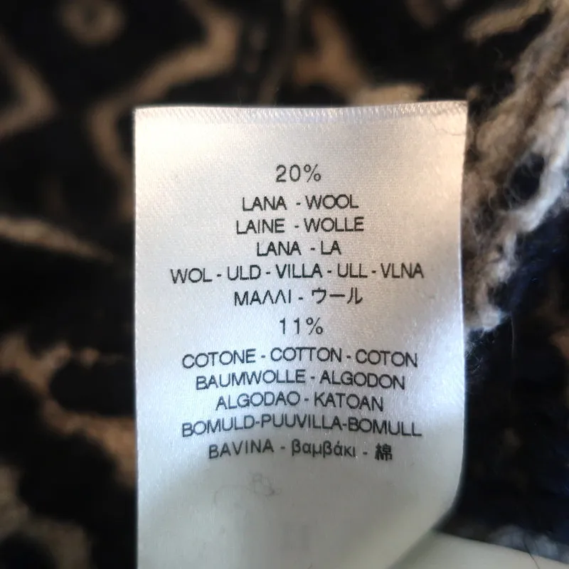 Giada Forte Pullover Sweater Navy Wool-Blend Geometric Textured Knit Size II