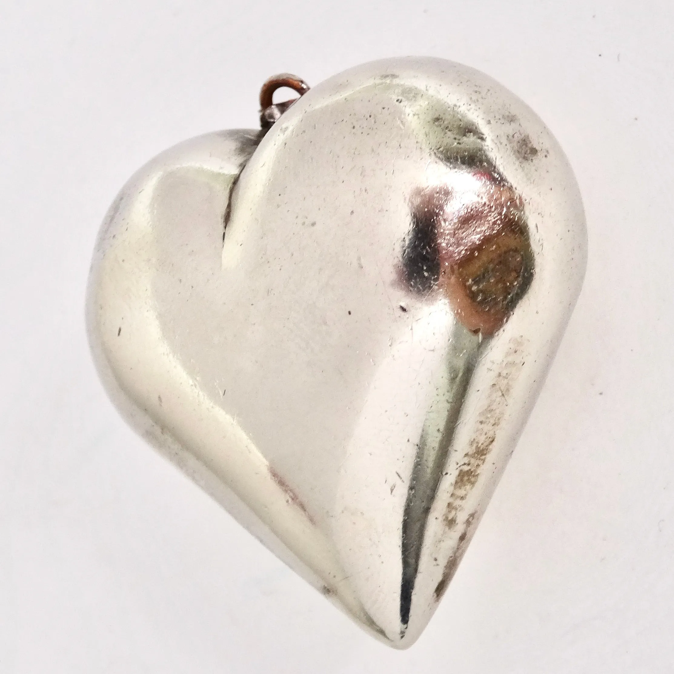 Giant 1970s Silver 925 Heart Pendent
