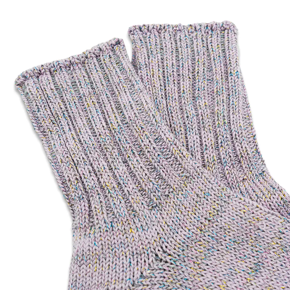 Glitter Rib Crew Socks - Purple (Women's)