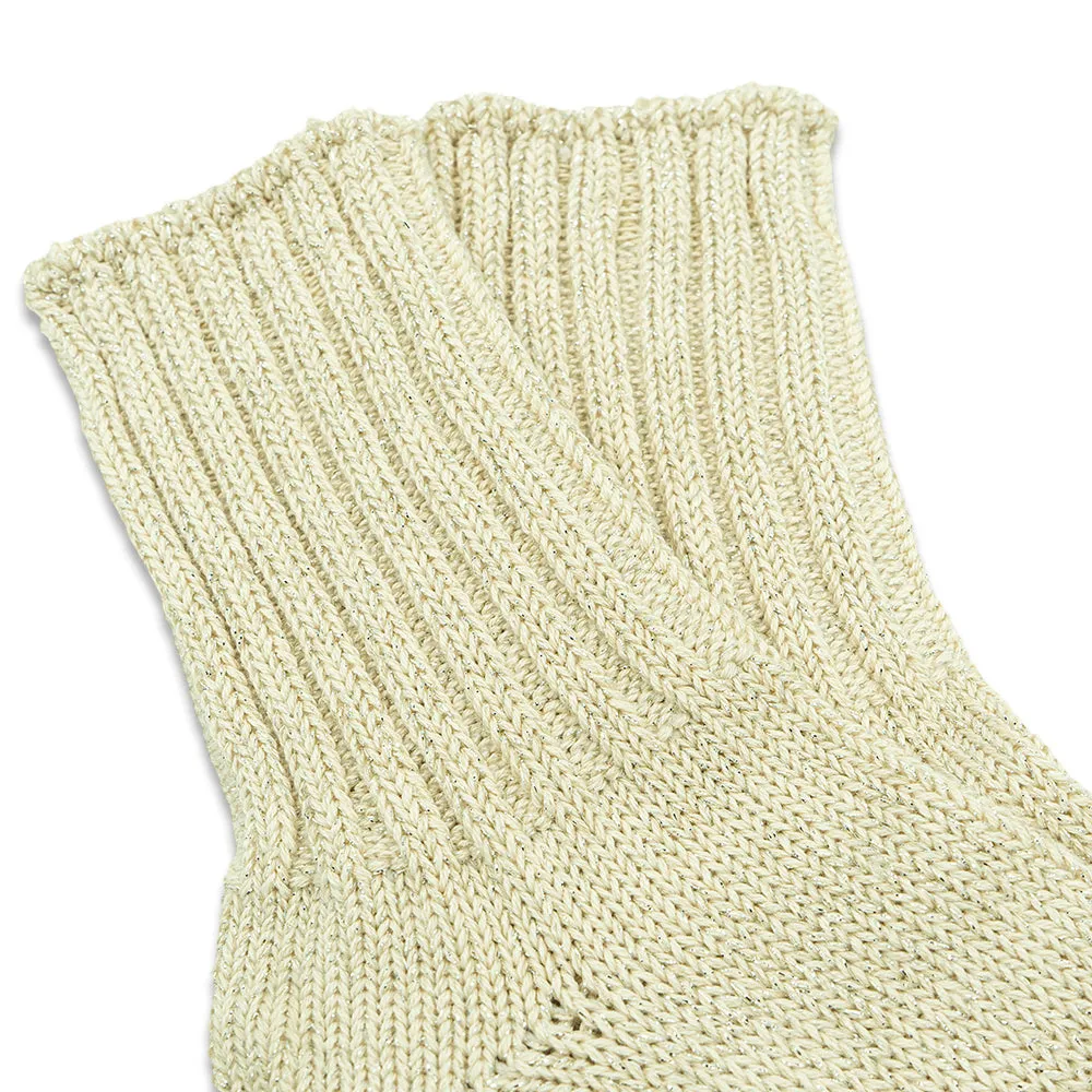 Glitter Rib Crew Socks - White (Women's)