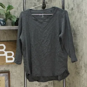 Gloria Vanderbilt Women's 3/4 Sleeve Slub Knit T-Shirt Charcoal XL