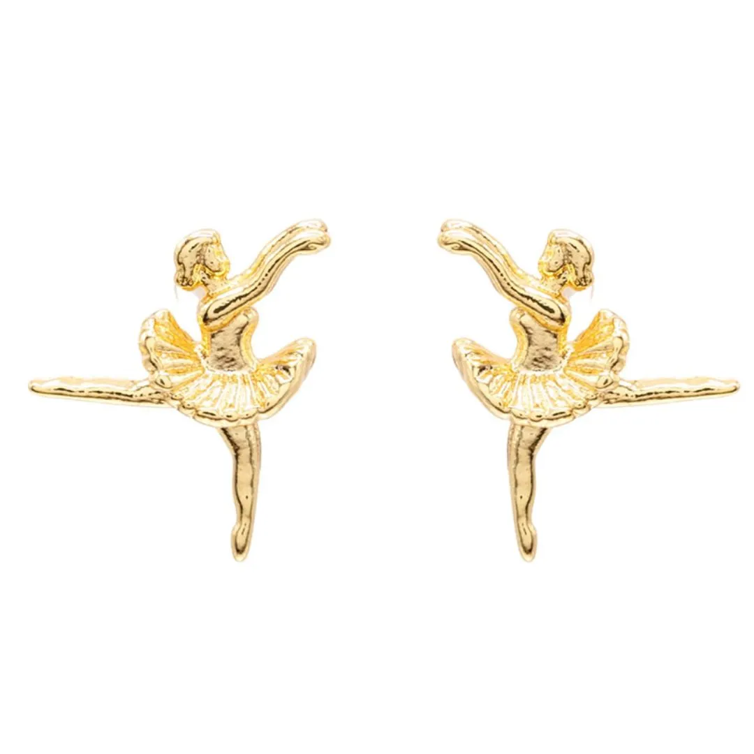Gold Ballerina Post Stud Earring Dancer Gift Giving Whimsical