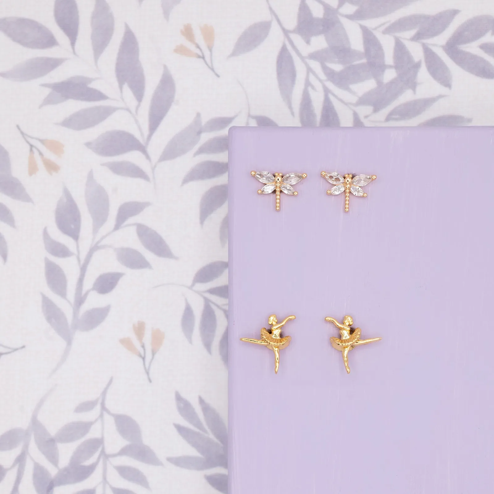 Gold Ballerina Post Stud Earring Dancer Gift Giving Whimsical