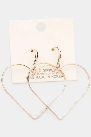 Gold Dipped Open Heart Earrings
