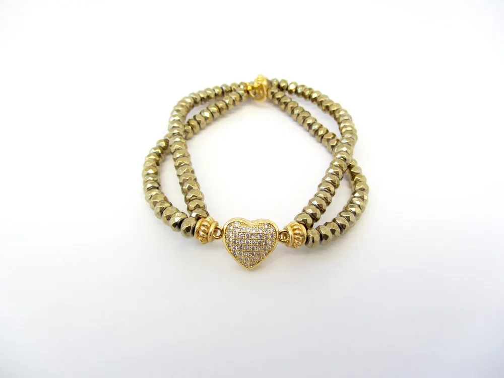 Gold Heart Double Strand Bracelet