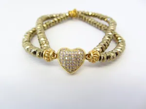 Gold Heart Double Strand Bracelet