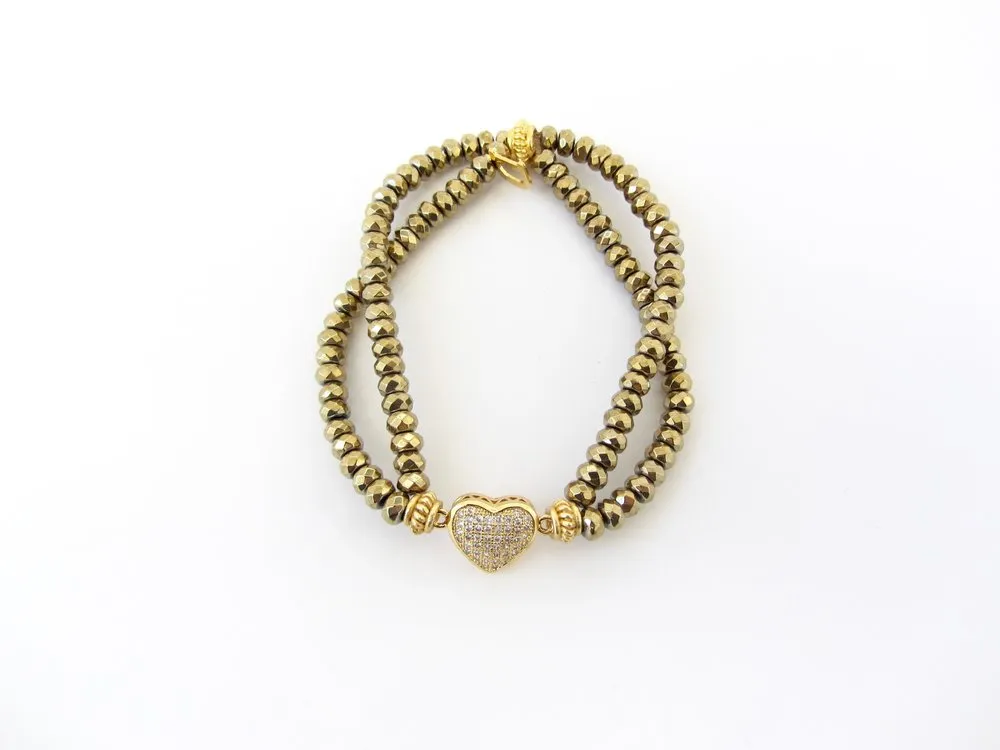 Gold Heart Double Strand Bracelet