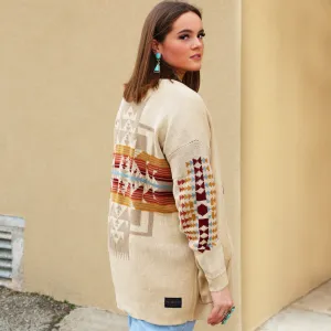 Graphic Open Front Warm Sands Multi Cardigan