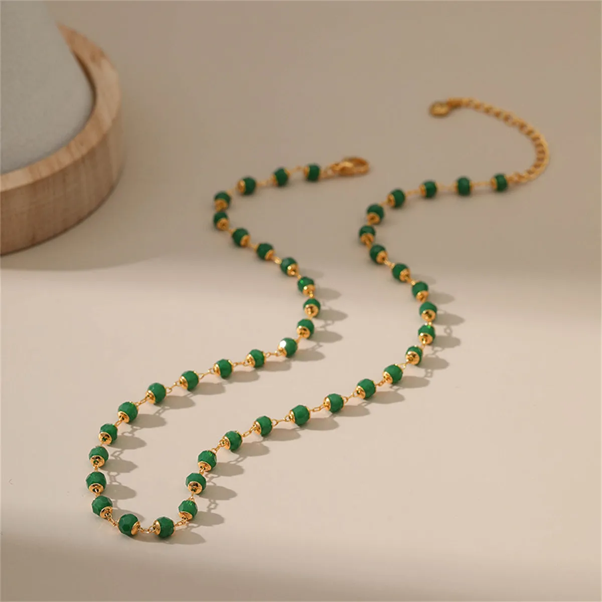 Green Acrylic & 18K Gold-Plated Bead Necklace