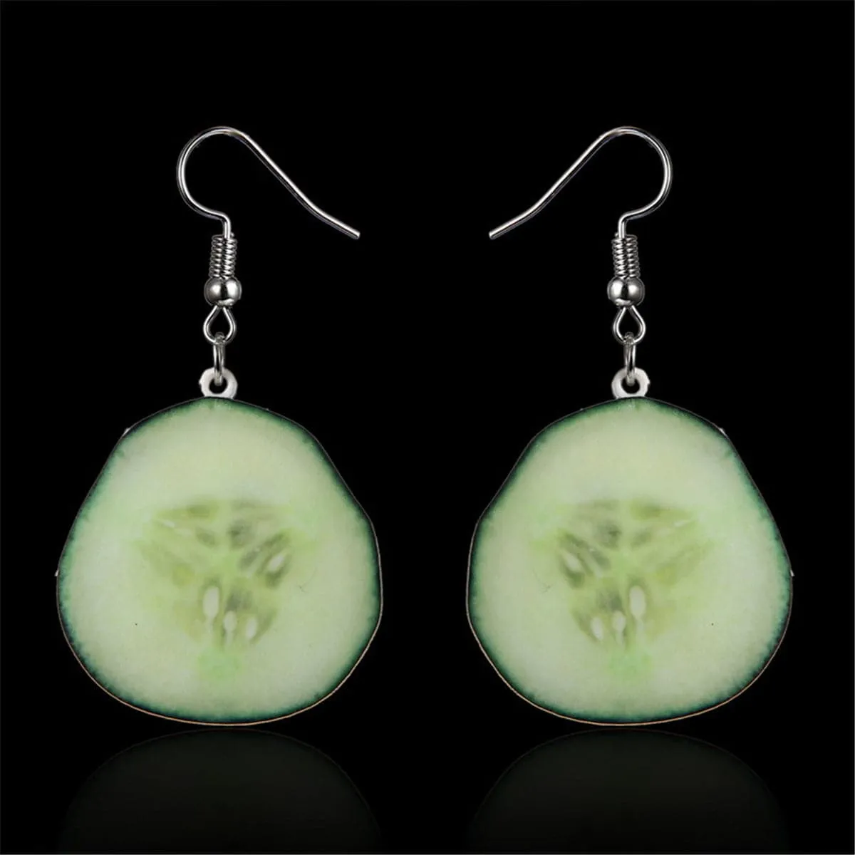Green Acrylic & Silver-Plated Cucumber Drop Earrings
