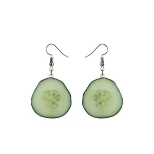 Green Acrylic & Silver-Plated Cucumber Drop Earrings
