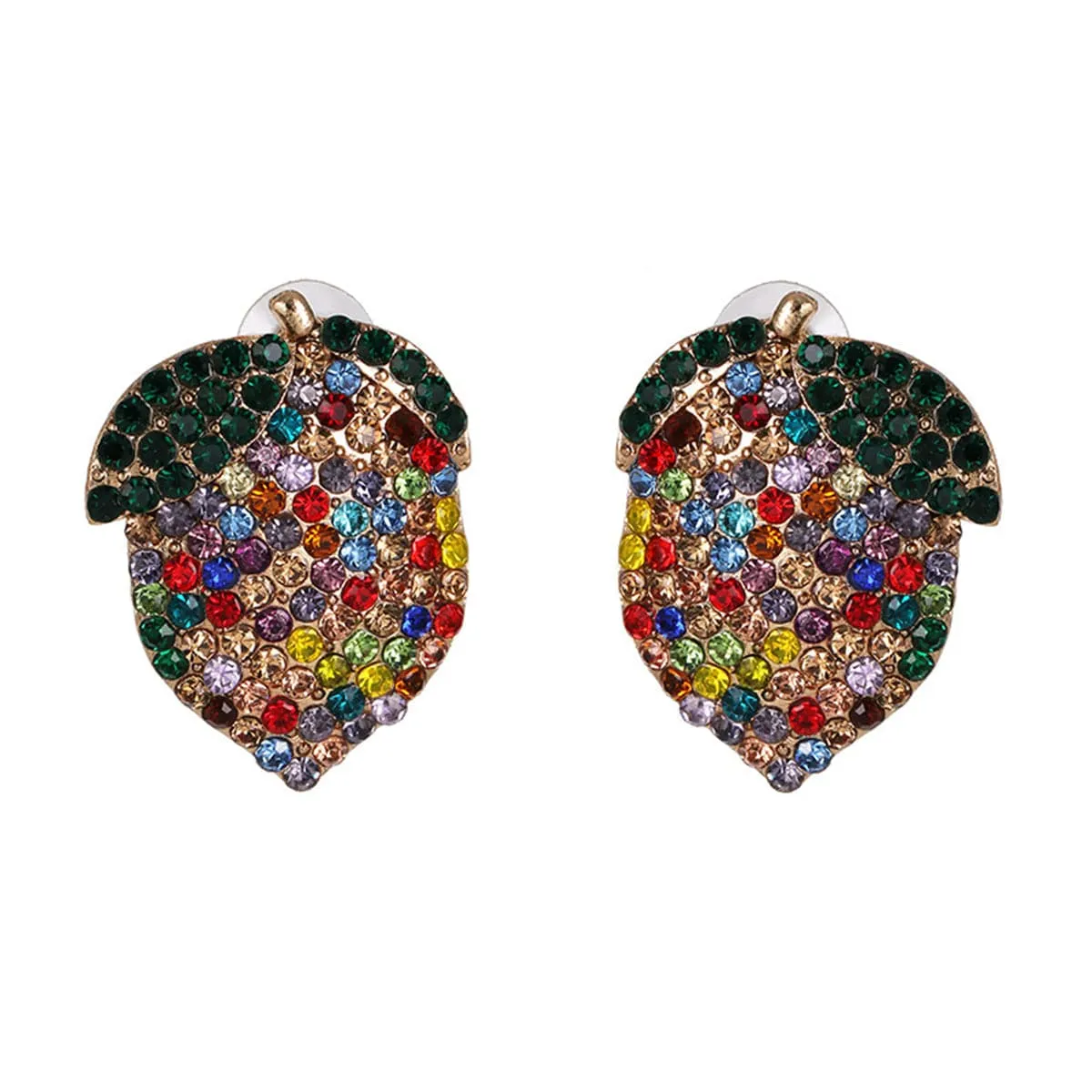 Green & Yellow Cubic Zirconia Lemon Stud Earrings