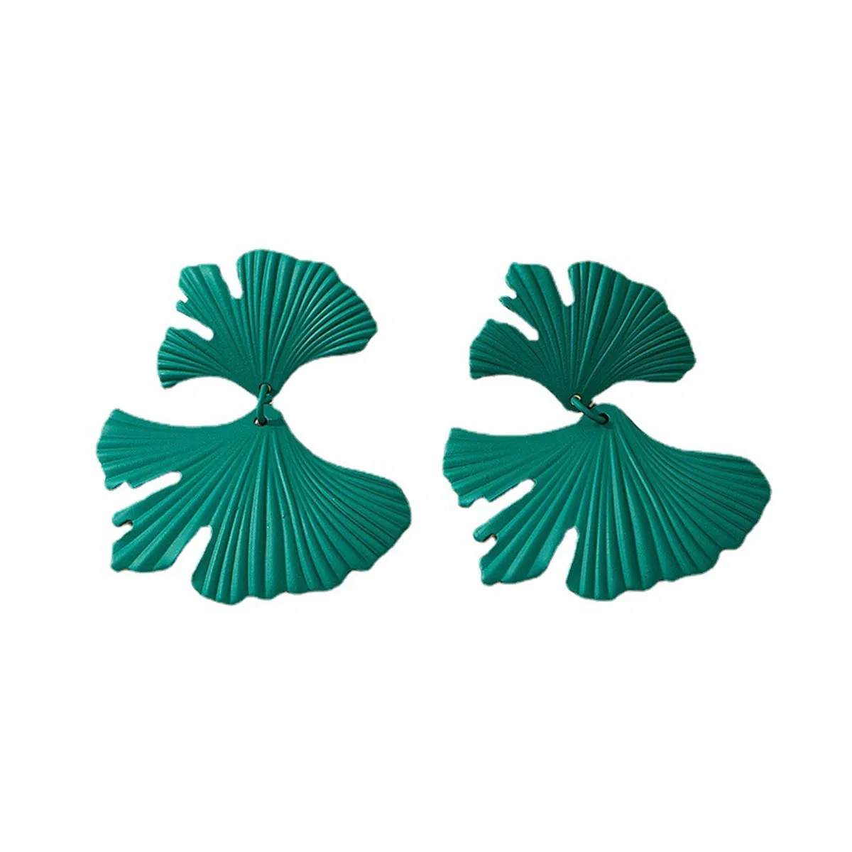 Green Ginkgo Leaves Drop Earrings