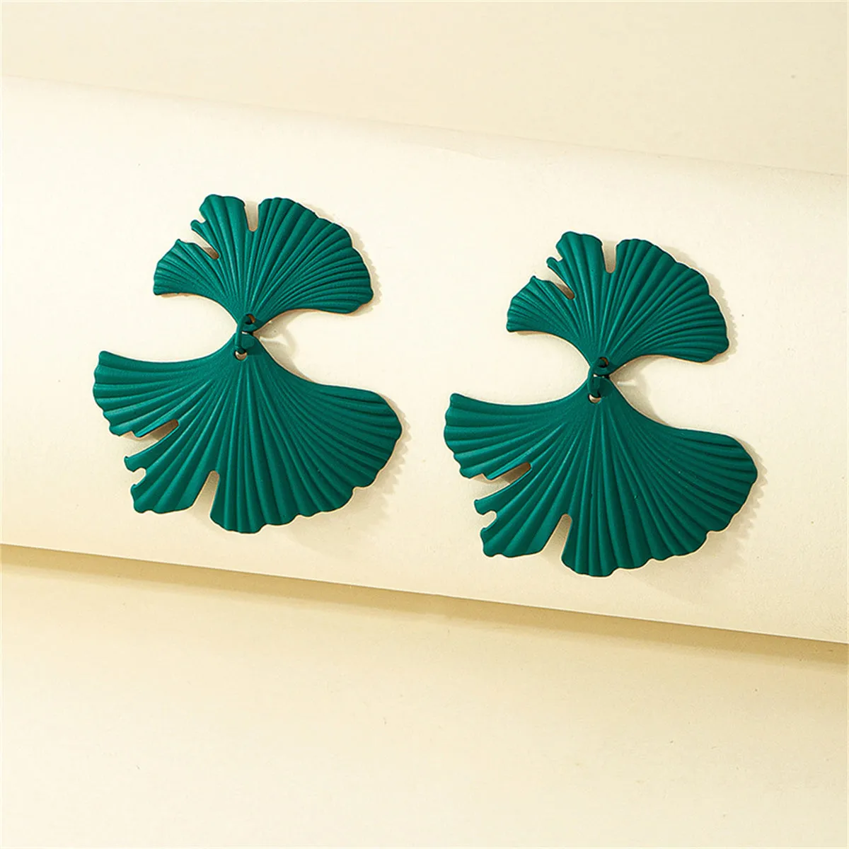 Green Ginkgo Leaves Drop Earrings