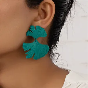 Green Ginkgo Leaves Drop Earrings