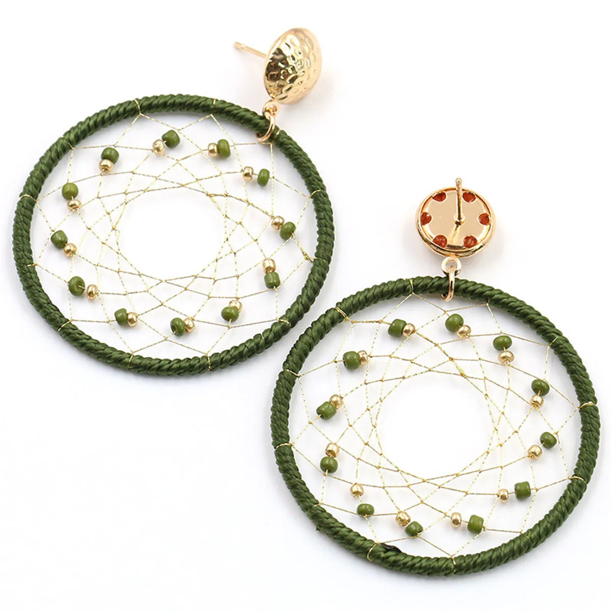 Green Polyster & Howlite 18K Gold-Plated Web Drop Earrings