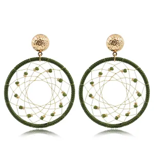 Green Polyster & Howlite 18K Gold-Plated Web Drop Earrings