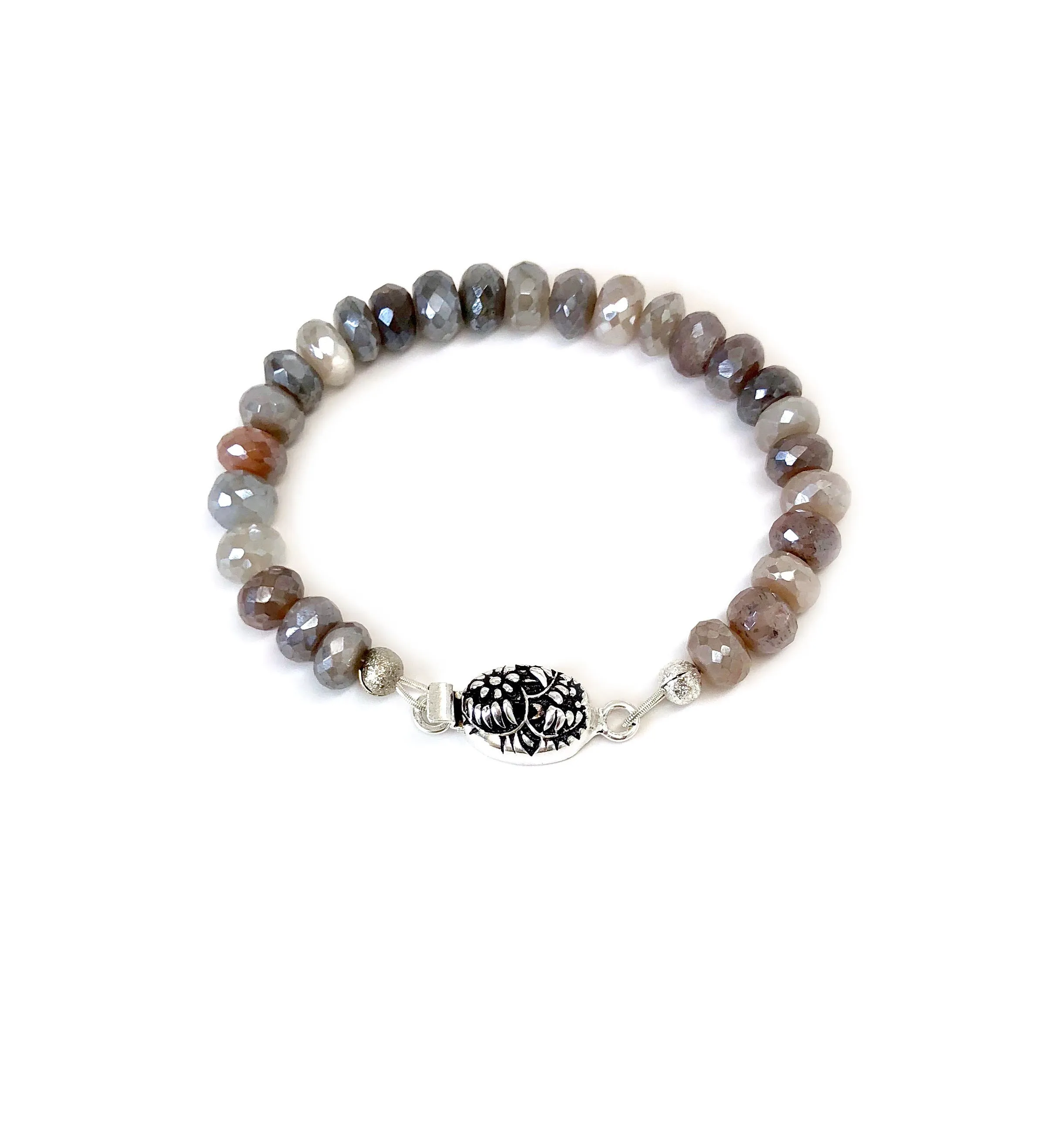 Grey Moonstone Chain Link Bracelet